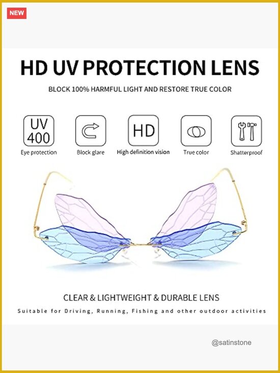 Rimless Rimless Butterfly Sunglasses Women Trendy Creative Disco Glasses main image 4